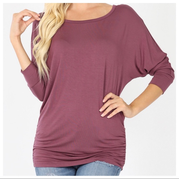 CREAM DOLMAN BOATNECK 3/4 SLEEVES TUNIC TOP - Picture 8 of 11